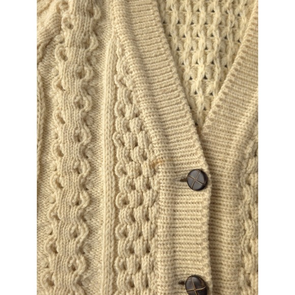 Vintage 1970s Slieve League Irish Cable Knit Wool Cardigan Sweater 44 Women's - Picture 8 of 11